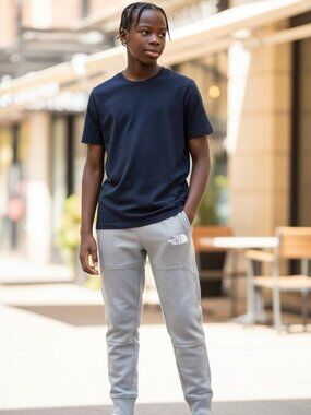 The North Face Youth Grey Cotton-Blend Fleece Joggers - Size S (A1)